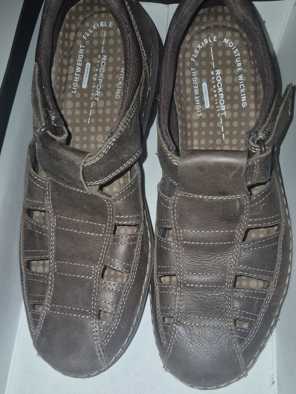Rockport Men’s Dark Brown Leather Closed Fisherman Sandals